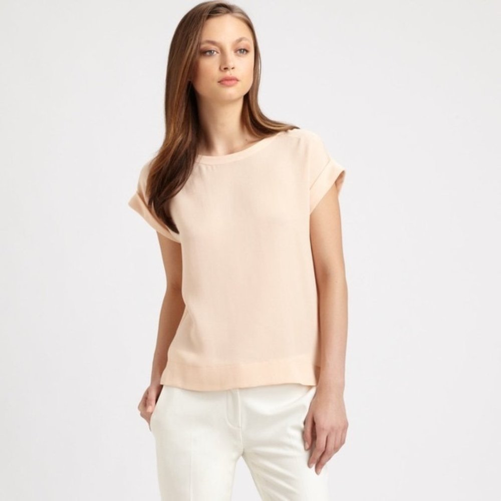 Theory Sorcha Cap Sleeve Blouse in Grey